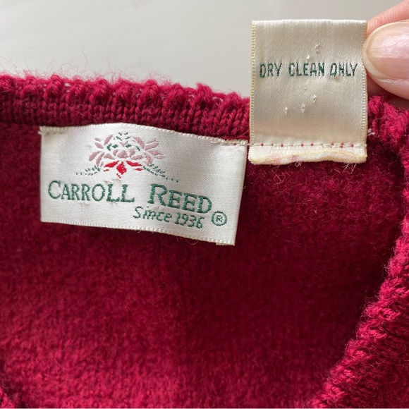 Vintage EUC 80’s CARROLL REED Wool Cropped Cardigan Sweater Small Red - Picture 16 of 16